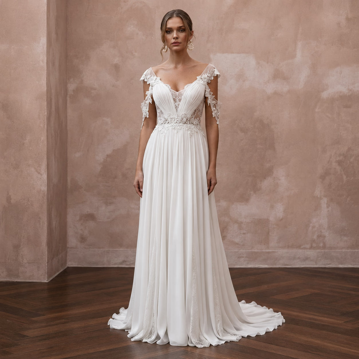 Empire Waist Chiffon Wedding Dresses with Romantic Appeal - Apparel & Accessories > Clothing > Wedding & Bridal Party Dresses > Wedding Dresses - Mignonette