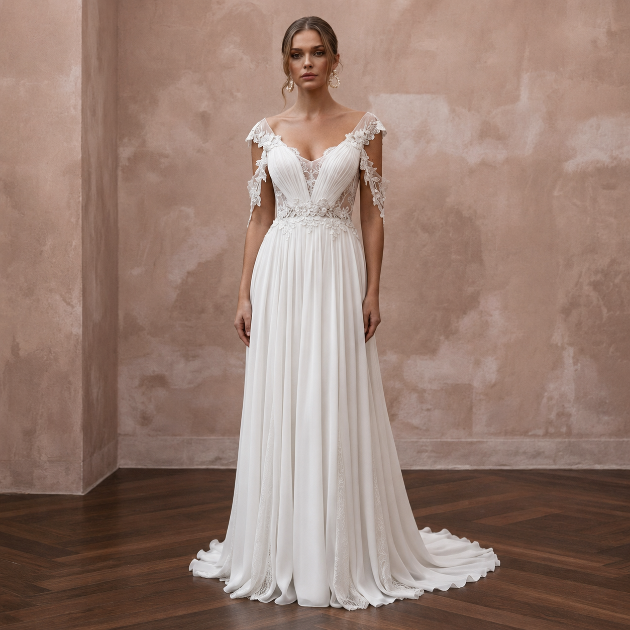Empire Waist Chiffon Wedding Dresses with Romantic Appeal Main image