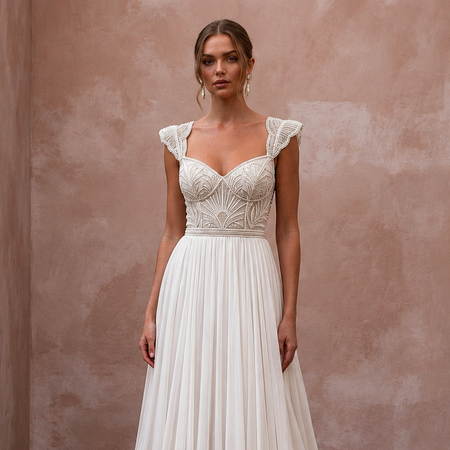 Empire Waist Wedding Dresses with Airy Chiffon Skirts