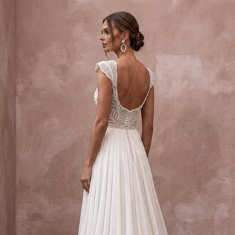 Empire Waist Wedding Dresses with Airy Chiffon Skirts - Apparel & Accessories > Clothing > Wedding & Bridal Party Dresses > Wedding Dresses - Mignonette Bridal