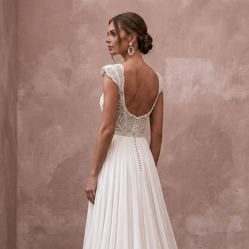 Empire Waist Wedding Dresses with Airy Chiffon Skirts