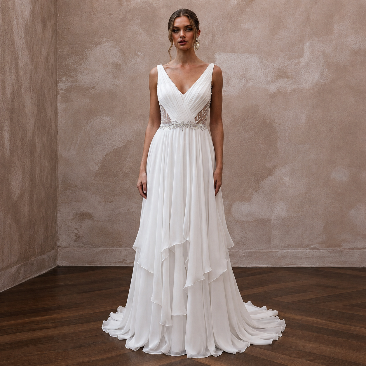 Empire Waist Wedding Dresses with Chiffon Layers Main image