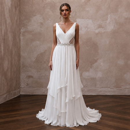 Empire Waist Wedding Dresses with Chiffon Layers