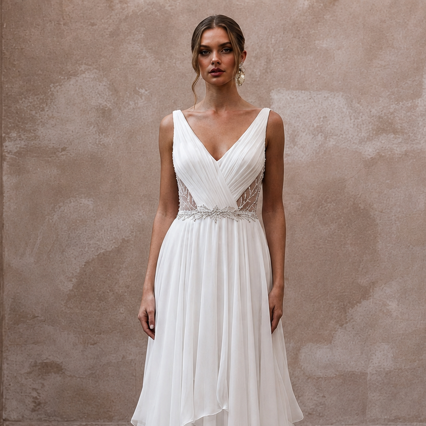 Empire Waist Wedding Dresses with Chiffon Layers