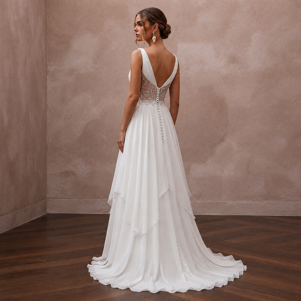 Empire Waist Wedding Dresses with Chiffon Layers