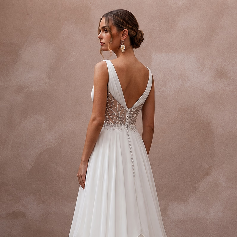 Empire Waist Wedding Dresses with Chiffon Layers - Apparel & Accessories > Clothing > Wedding & Bridal Party Dresses > Wedding Dresses - Mignonette Bridal