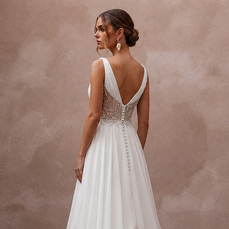 Empire Waist Wedding Dresses with Chiffon Layers - Apparel & Accessories > Clothing > Wedding & Bridal Party Dresses > Wedding Dresses - Mignonette Bridal