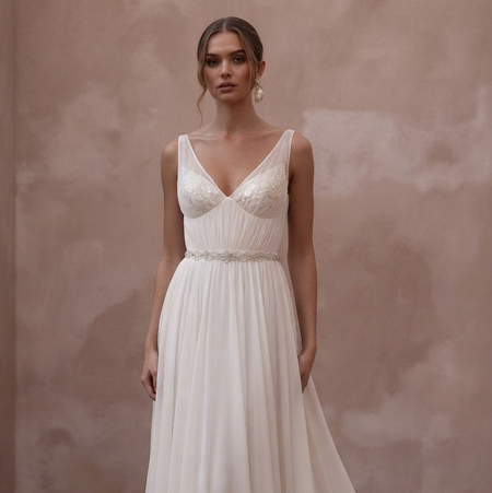 Empire Waist Wedding Dresses with Lightweight Chiffon