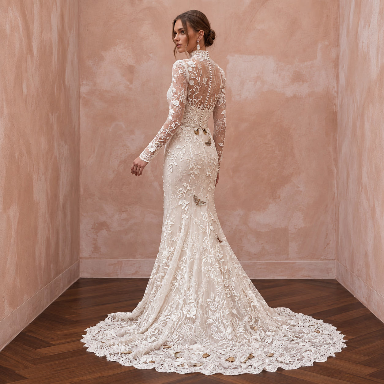 Enchanted Forest Lace Bridal Gown with Long Sleeves Secondary image