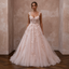 Enchanting Blush Tulle Ball Gown Wedding Dress for Rose Garden Elopement