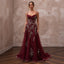 Enchanting Burgundy Embroidered Tulle Dress for Holiday Rehearsal - Apparel & Accessories > Clothing > Wedding & Bridal Party Dresses > Wedding Dresses - Mignonette Bridal