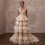 Enchanting Champagne Tiered Ruffle Tulle for Bridal Shower Tea - Apparel & Accessories > Clothing > Wedding & Bridal Party Dresses > Wedding Dresses - Mignonette Bridal