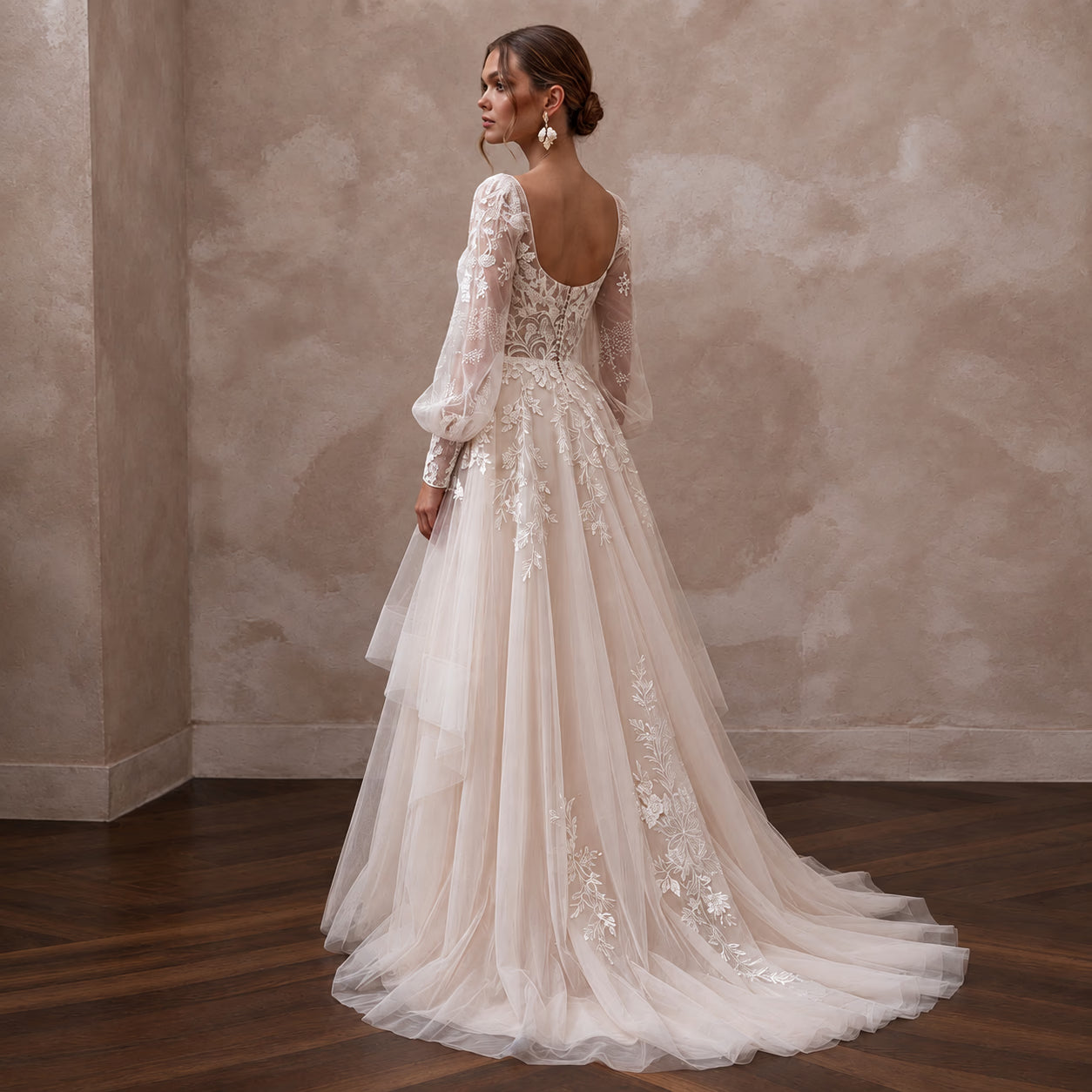 Ethereal Blush Tulle Boho Bridal Gown for Forest Elopement Secondary image