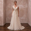 Ethereal Champagne Glitter Tulle Wrap Wedding Dress for Vow Renewal