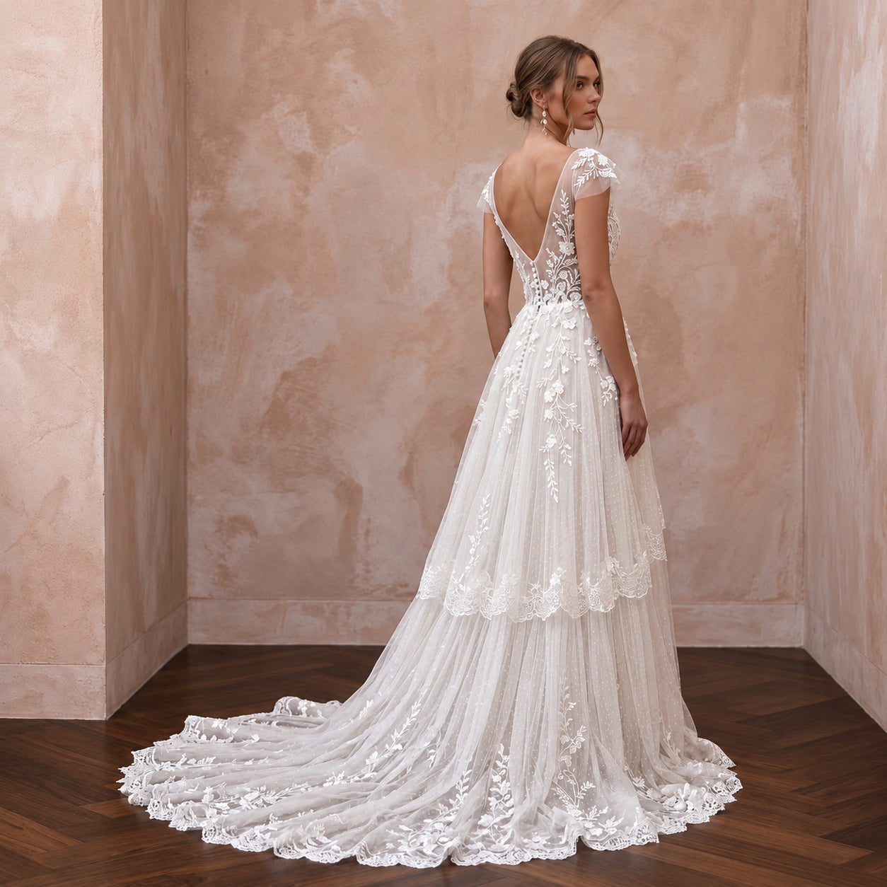 Ethereal Lace Bridal Gown with Chapel Train Secondary image