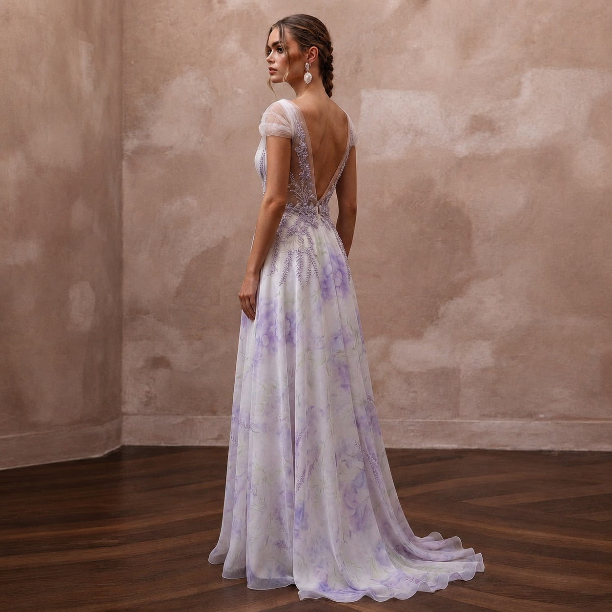 Ethereal Lavender Watercolor Silk Dress for Garden Elopement Secondary image