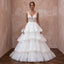 Ethereal Soft White Organza Tiered Ruffle Skirt Wedding Dress