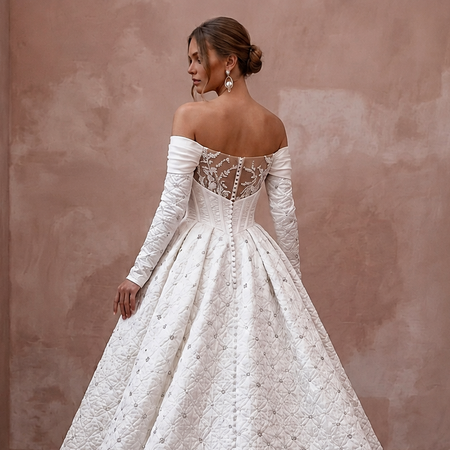 Ethereal White Quilted Satin Gown for Snowy Trash the Dress