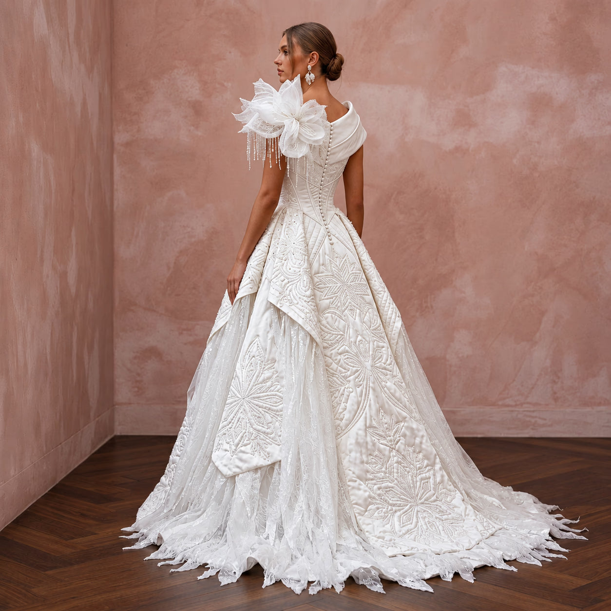 Ethereal White Quilted Satin Wedding Gown for Snowy Trash the Dress Secondary image