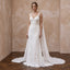 Ethereal White Silk Chiffon Watteau Train Sheath Dress for Vow Renewal - Apparel & Accessories > Clothing > Wedding & Bridal Party Dresses > Wedding Dresses - Mignonette Bridal