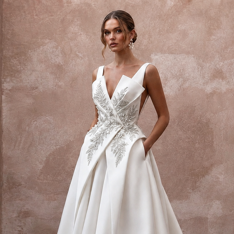 Exclusive Bridal Gowns with Sculpted Mikado Silhouettes