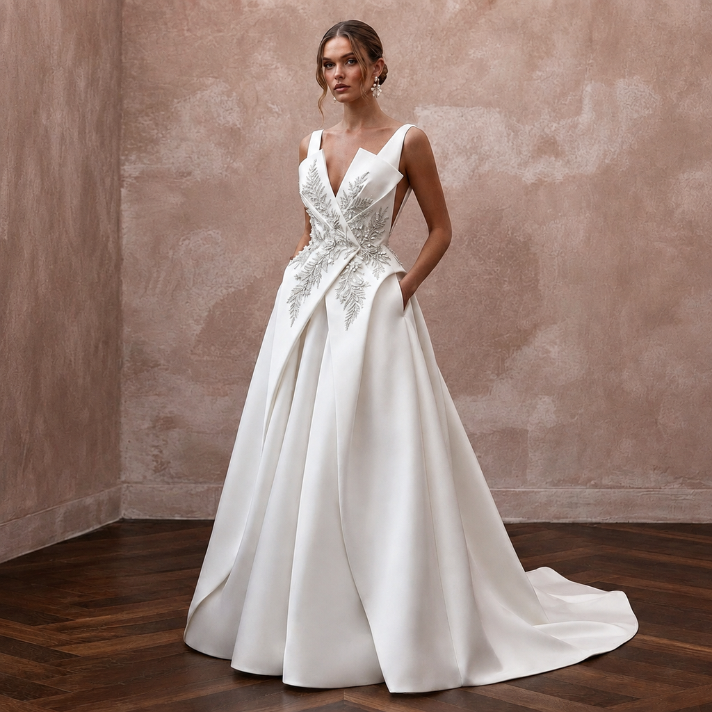 Exclusive Bridal Gowns with Sculpted Mikado Silhouettes