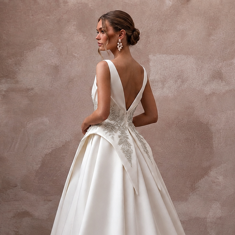 Exclusive Bridal Gowns with Sculpted Mikado Silhouettes