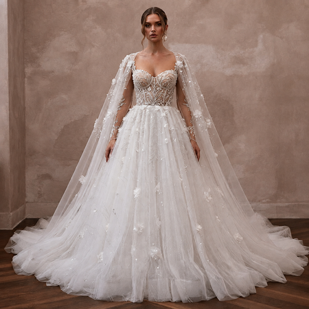 Fairy-Tale White Tulle Ball Gown Bridal Dress for Trash the Dress Shoot