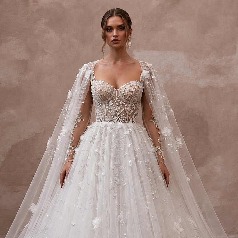 Fairy-Tale White Tulle Ball Gown Bridal Dress for Trash the Dress Shoot