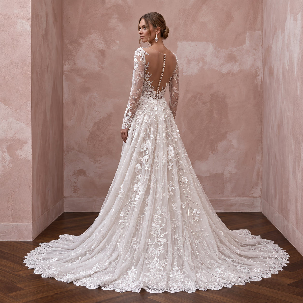 Fairytale Lace Wedding Dress with Long Sleeves Secondary image