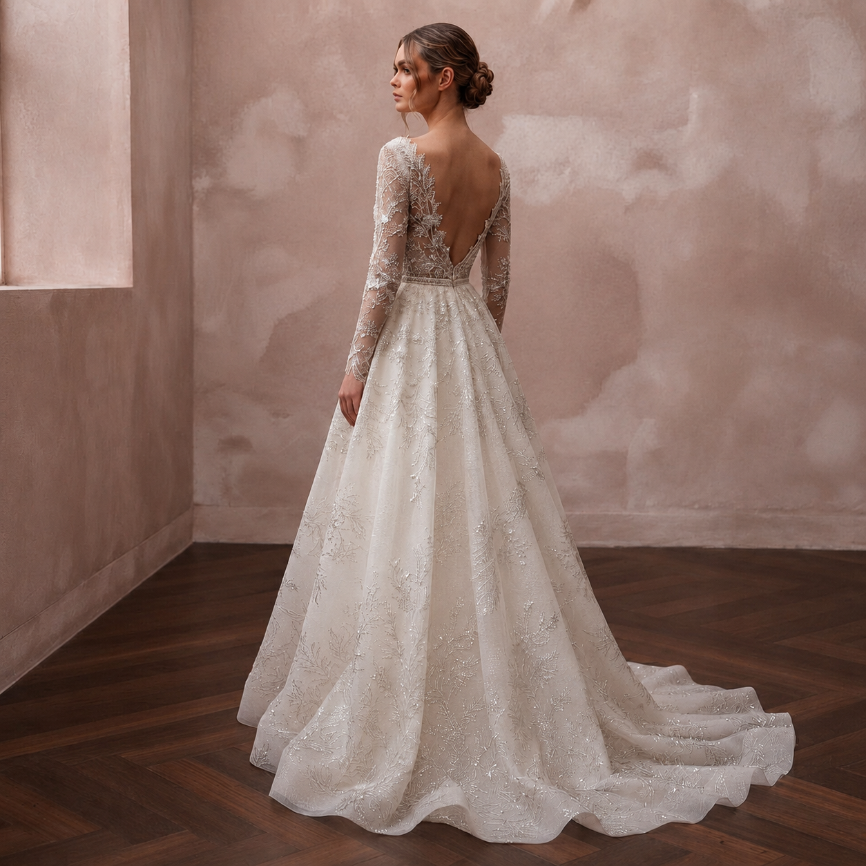 Fairytale Off-White Metallic Lace A-Line for Forest Elopement Secondary image