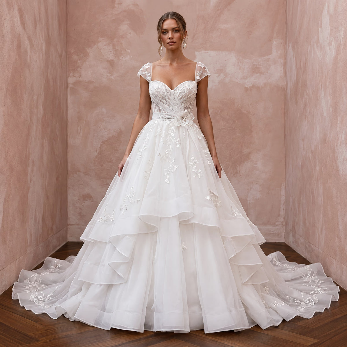 Fairytale Organza Bridal Dress with Full Skirt - Apparel & Accessories > Clothing > Wedding & Bridal Party Dresses > Wedding Dresses - Mignonette Bridal Main image
