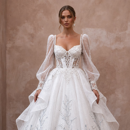 Fairytale Wedding Dresses with Glitter Organza Skirts - Apparel & Accessories > Clothing > Wedding & Bridal Party Dresses > Wedding Dresses - Mignonette Bridal