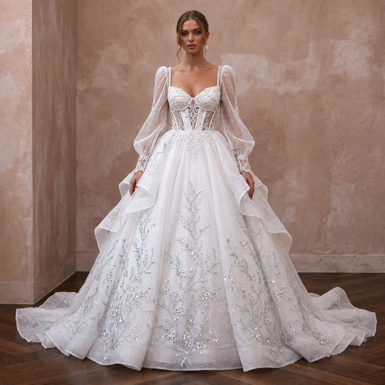 Fairytale Wedding Dresses with Glitter Organza Skirts