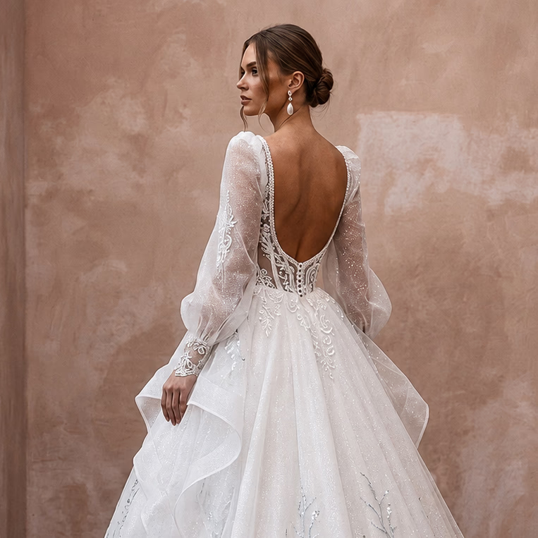Fairytale Wedding Dresses with Glitter Organza Skirts - Apparel & Accessories > Clothing > Wedding & Bridal Party Dresses > Wedding Dresses - Mignonette Bridal