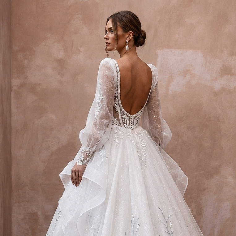 Fairytale Wedding Dresses with Glitter Organza Skirts