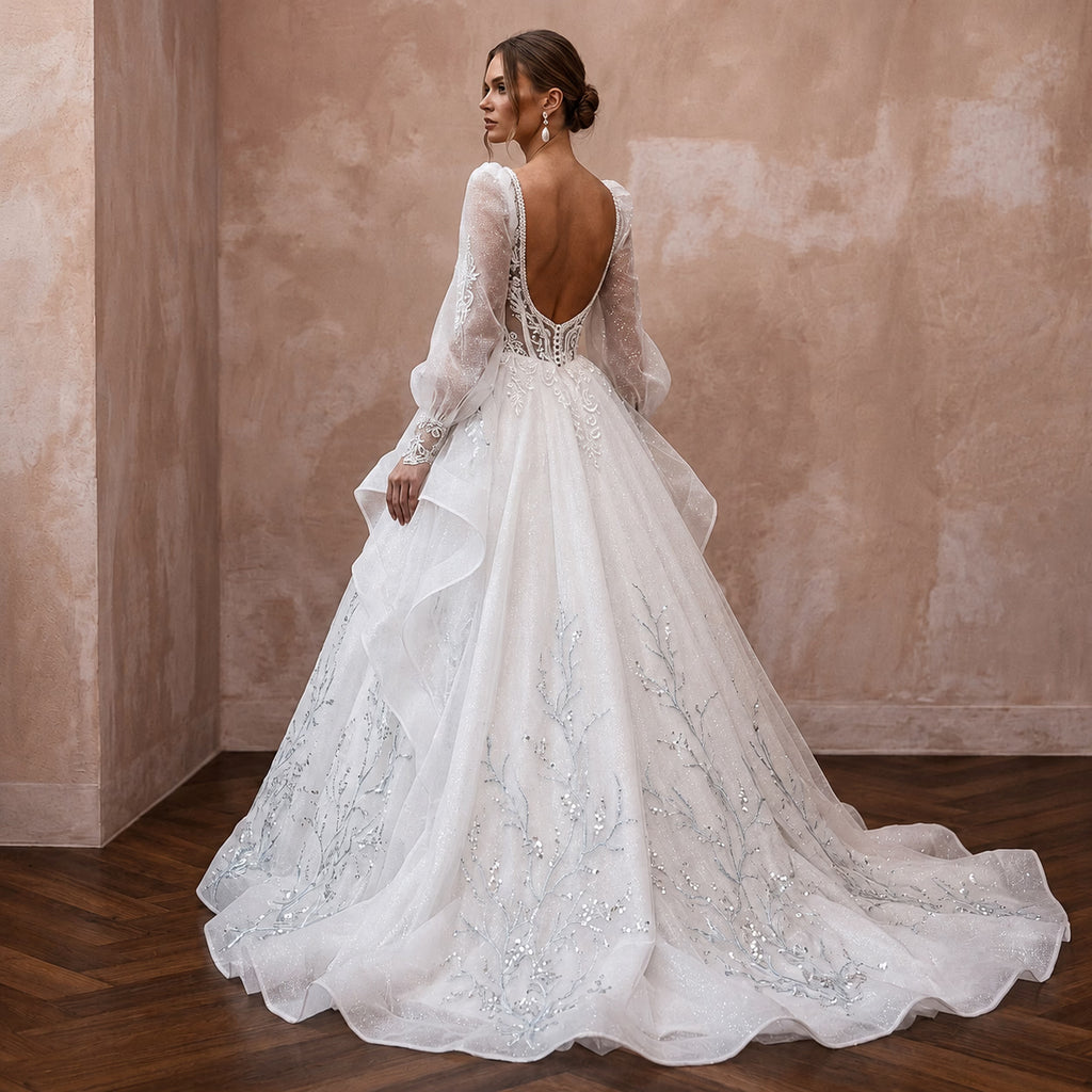 Fairytale Wedding Dresses with Glitter Organza Skirts - Apparel & Accessories > Clothing > Wedding & Bridal Party Dresses > Wedding Dresses - Mignonette Bridal