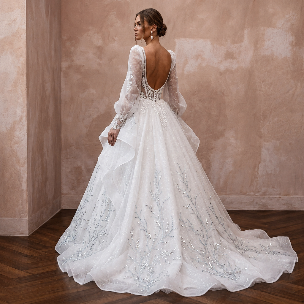 Fairytale Wedding Dresses with Glitter Organza Skirts