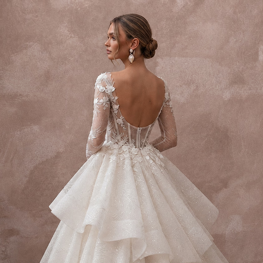 Fairytale Wedding Dresses with Glitter Tulle Skirts - Apparel & Accessories > Clothing > Wedding & Bridal Party Dresses > Wedding Dresses - Mignonette Bridal