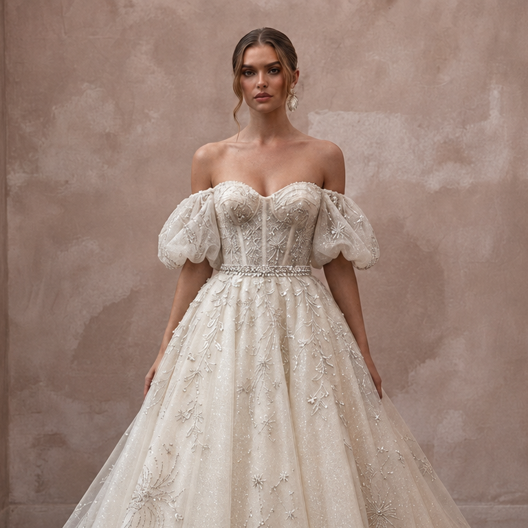Fairytale Wedding Dresses with Glittering Tulle Layers