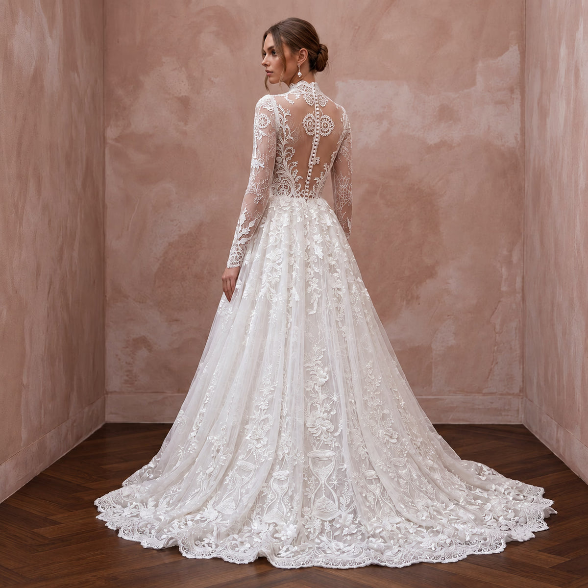 Fairytale White Lace Long Sleeve Bridal Dress for Trash the Dress