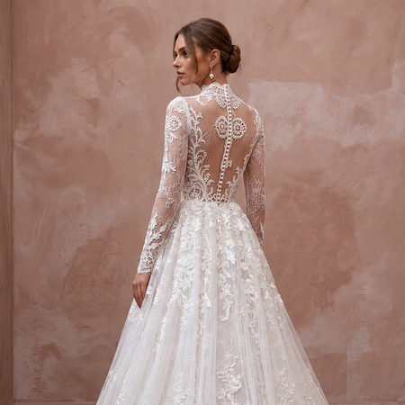 Fairytale White Lace Long Sleeve Bridal Dress for Trash the Dress
