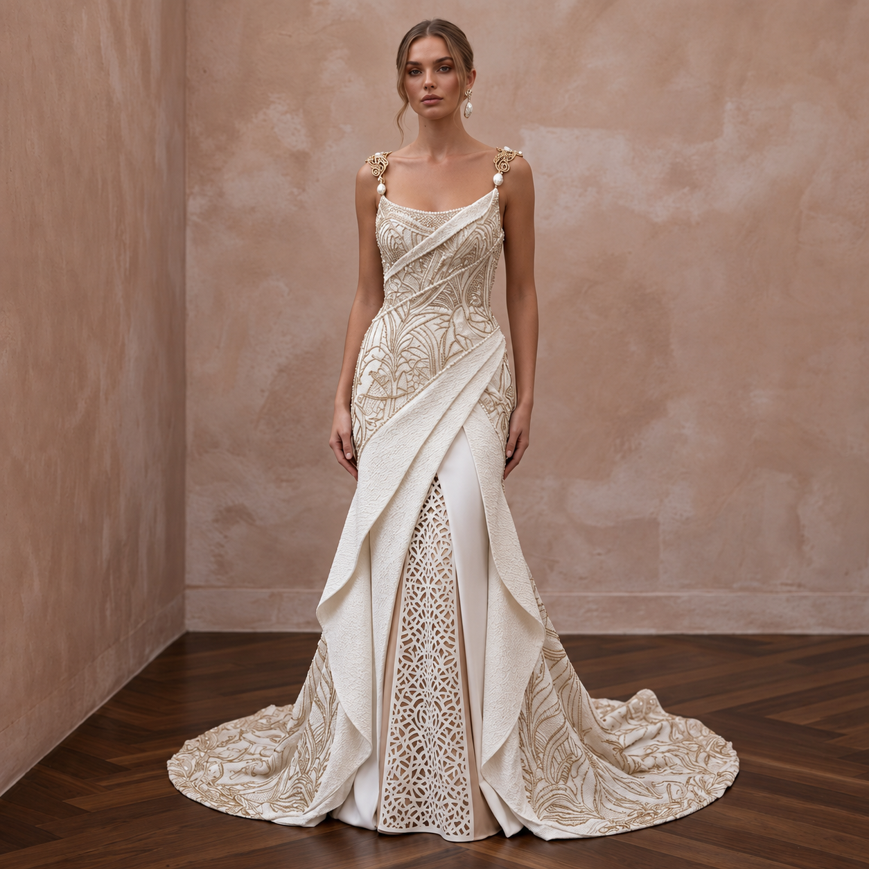 Fashion-Forward Crepe Wedding Dress with Chapel Train Main image