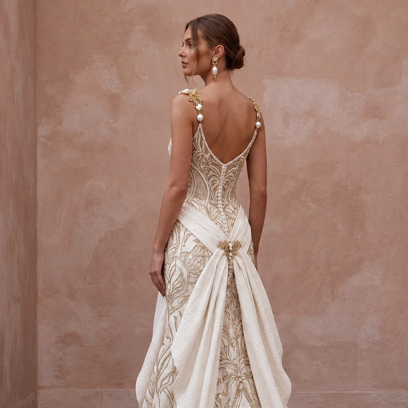 Fashion-Forward Crepe Wedding Dress with Chapel Train