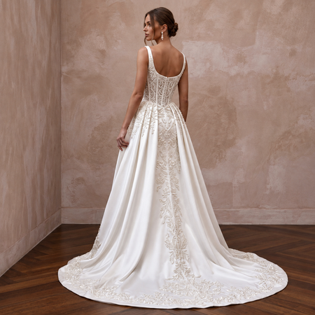 Feminine Satin Bridal Dress with Corset Bodice