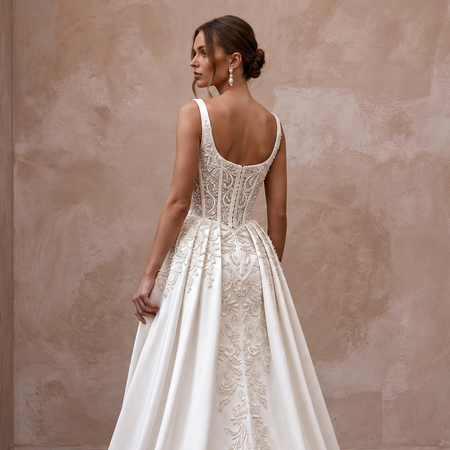 Feminine Satin Bridal Dress with Corset Bodice