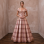 Festive Blush Silk Taffeta Plaid Dress for Holiday Reception