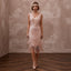 Flapper - Style Blush Sequin & Fringe Dress for Speakeasy Elopement - Apparel & Accessories > Clothing > Wedding & Bridal Party Dresses > Wedding Dresses - Mignonette Bridal