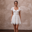 Flirty White Sequined Lace Mini Dress for Reception Exit