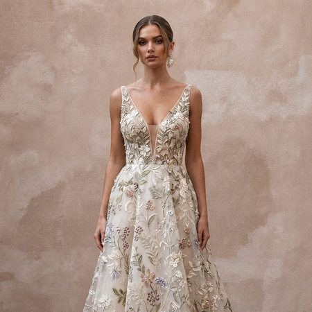 Floral Embroidered Wedding Dresses with Botanical Designs